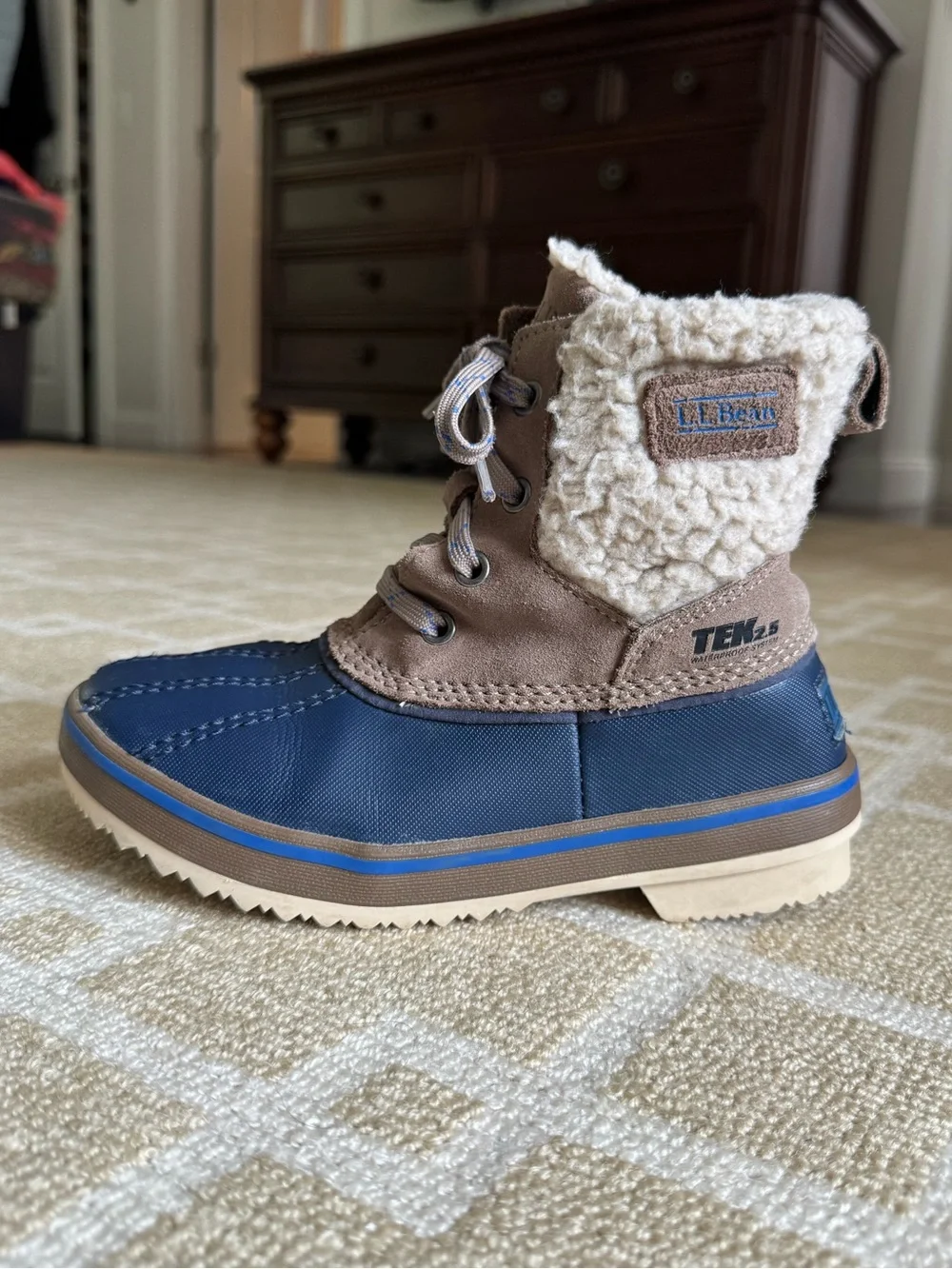 L.L. Bean Rangely Waterproof Winter Duck Boots Insulated Sherpa Navy Kids Size 1
